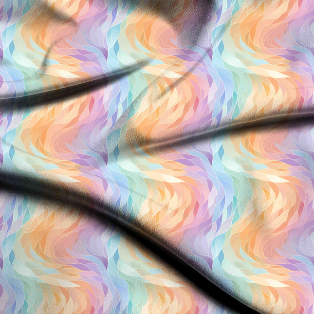 Soft Orange Abstract Digital Print Fabric | Kaftan Co-Ord Dress - 1721