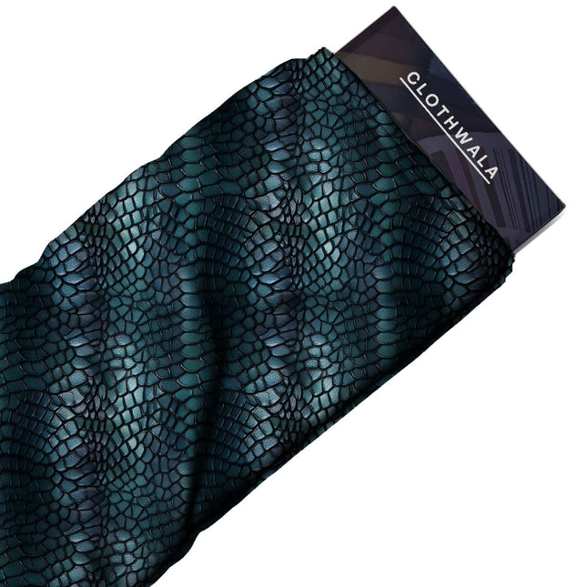Deep Teal Animal Digital Print Fabric | Gown - Image 2