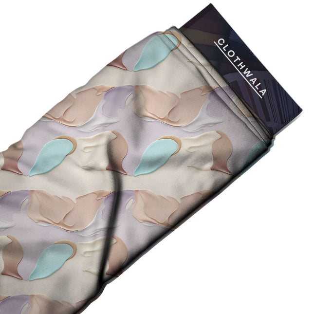 Beige Abstract Digital Print Fabric - Image 2