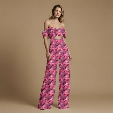 Dusty Rose Floral Digital Print Fabric | Saree Blouse Kaftan - Image 3