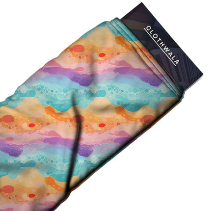Teal Abstract Digital Print Fabric | Kaftan Co-Ord Dress - Image 2