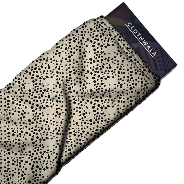 Ivory Cream Polka Digital Print Fabric | Saree Kurti Blouse - Image 2