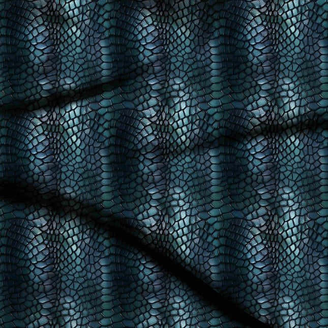 Deep Teal Animal Digital Print Fabric | Gown - 24814