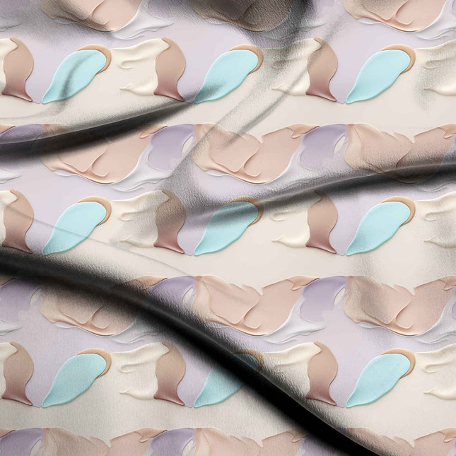 Beige Abstract Digital Print Fabric - 1496