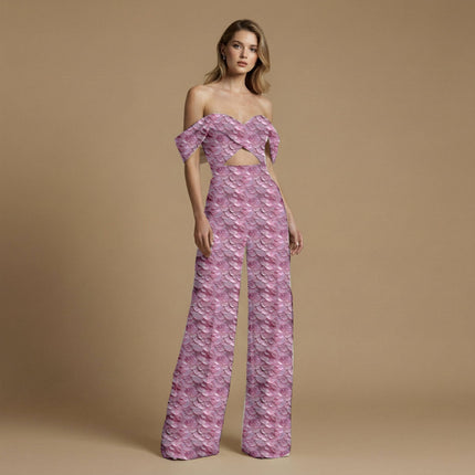 Dusty Rose Floral Digital Print Fabric | Saree Palazzo Blouse - Image 3