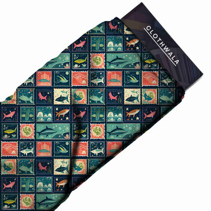Teal Other Digital Print Fabric | Kaftan Co-Ord Dress - Image 2
