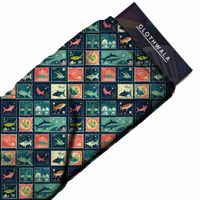 Teal Other Digital Print Fabric | Kaftan Co-Ord Dress - Image 2