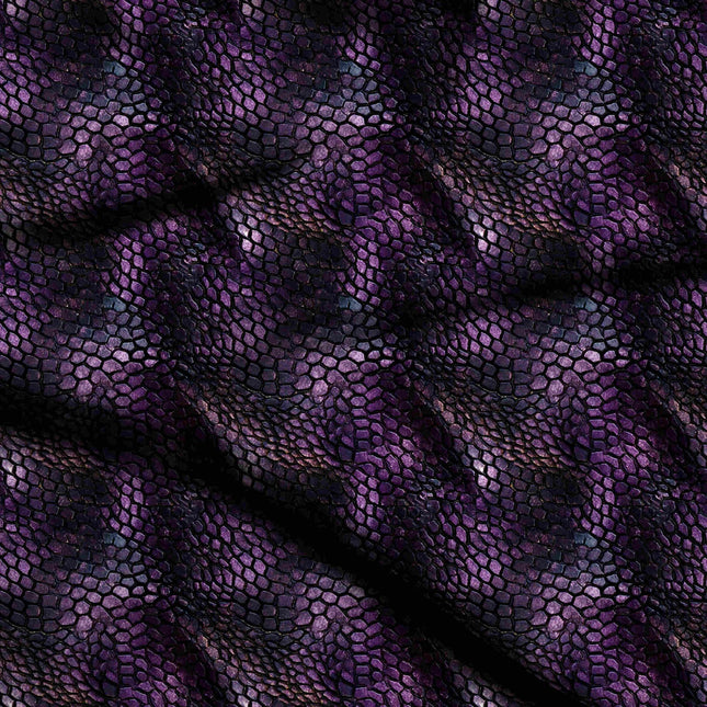 Deep Amethyst Animal Digital Print Fabric | Kaftan Co-Ord Gown - 24794