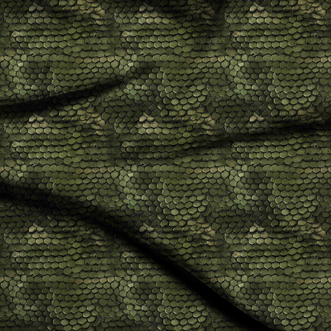 Forest Green Animal Digital Print Fabric | Kaftan Co-Ord - 24804
