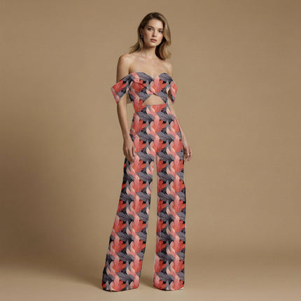 Dusty Rose Floral Digital Print Fabric | Kaftan Dress - Image 3