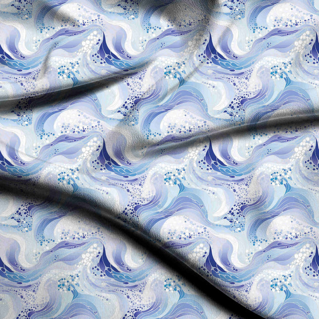Azure Abstract Digital Print Fabric | Kaftan Co-Ord Dress - 1573