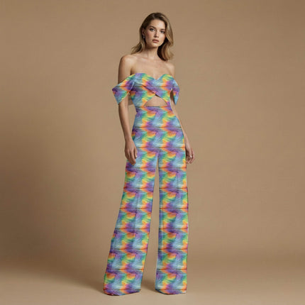 Teal Abstract Digital Print Fabric | Kaftan Co-Ord Dress - Image 3