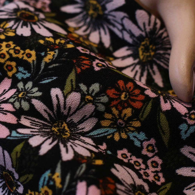 MOSS BLACK WHITE PINK FLOWER PRINT