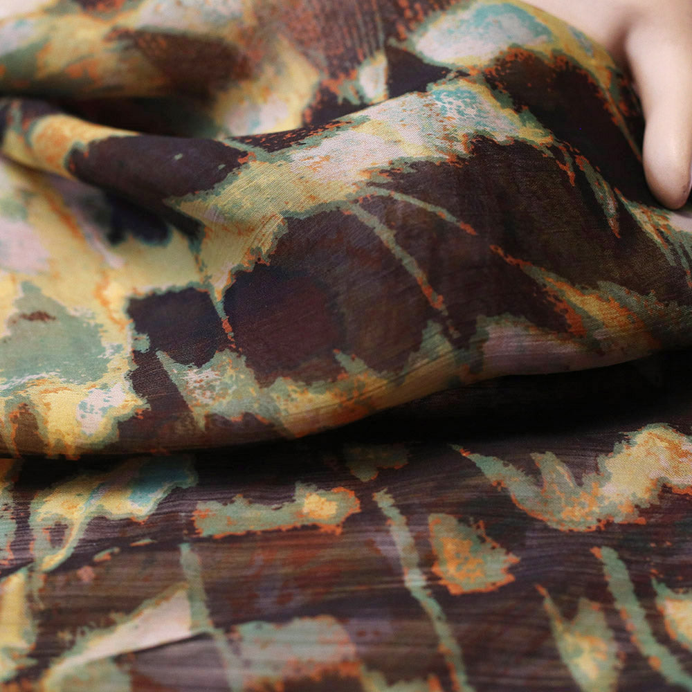 POLY CHIFFON BLACK YELLOW ABSTRACT PRINT FABRIC - Buy Chiffon Fabric Wholesale Online India | Clothwala