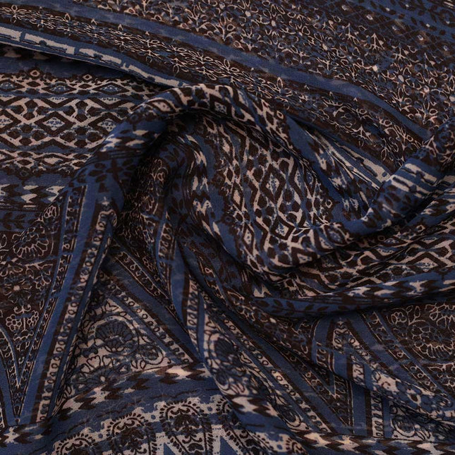 GEORGETTE BLUE ABSTRACT PRINT FABRIC