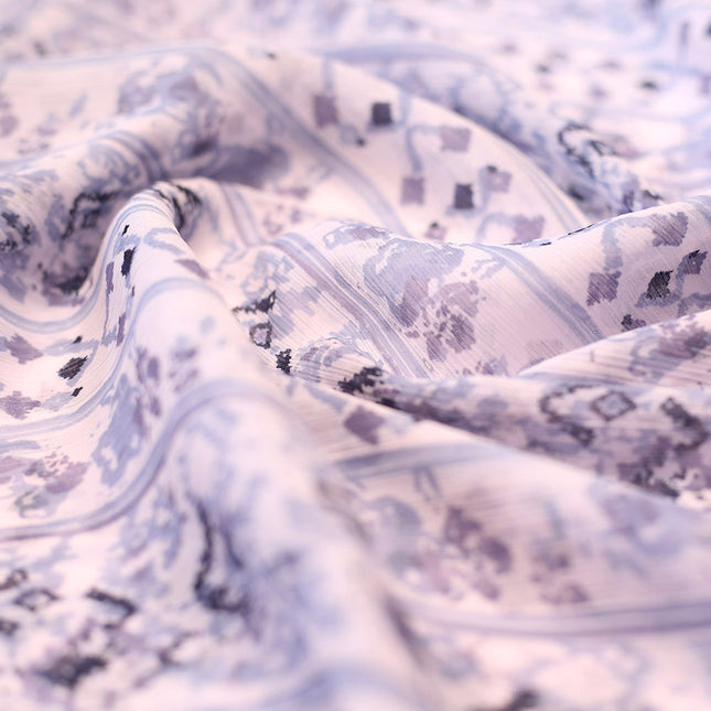 POLY CHIFFON BLUE GEOMATRIC PRINT FABRIC