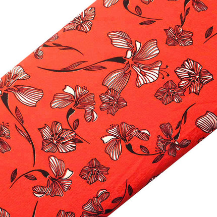 LYCRA BUBBLE CREPE RED FLOWER PRINT