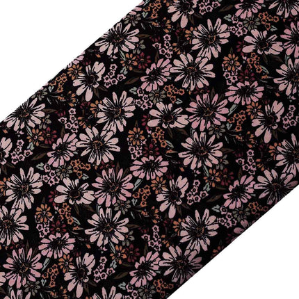 MOSS BLACK WHITE PINK FLOWER PRINT