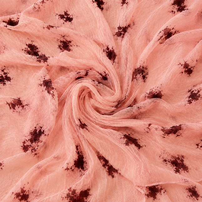 Dusty Pink & Deep Maroon Abstract Splatter Print Fabric