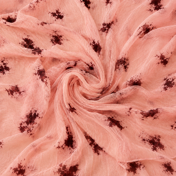 Dusty Pink & Deep Maroon Abstract Splatter Print Fabric