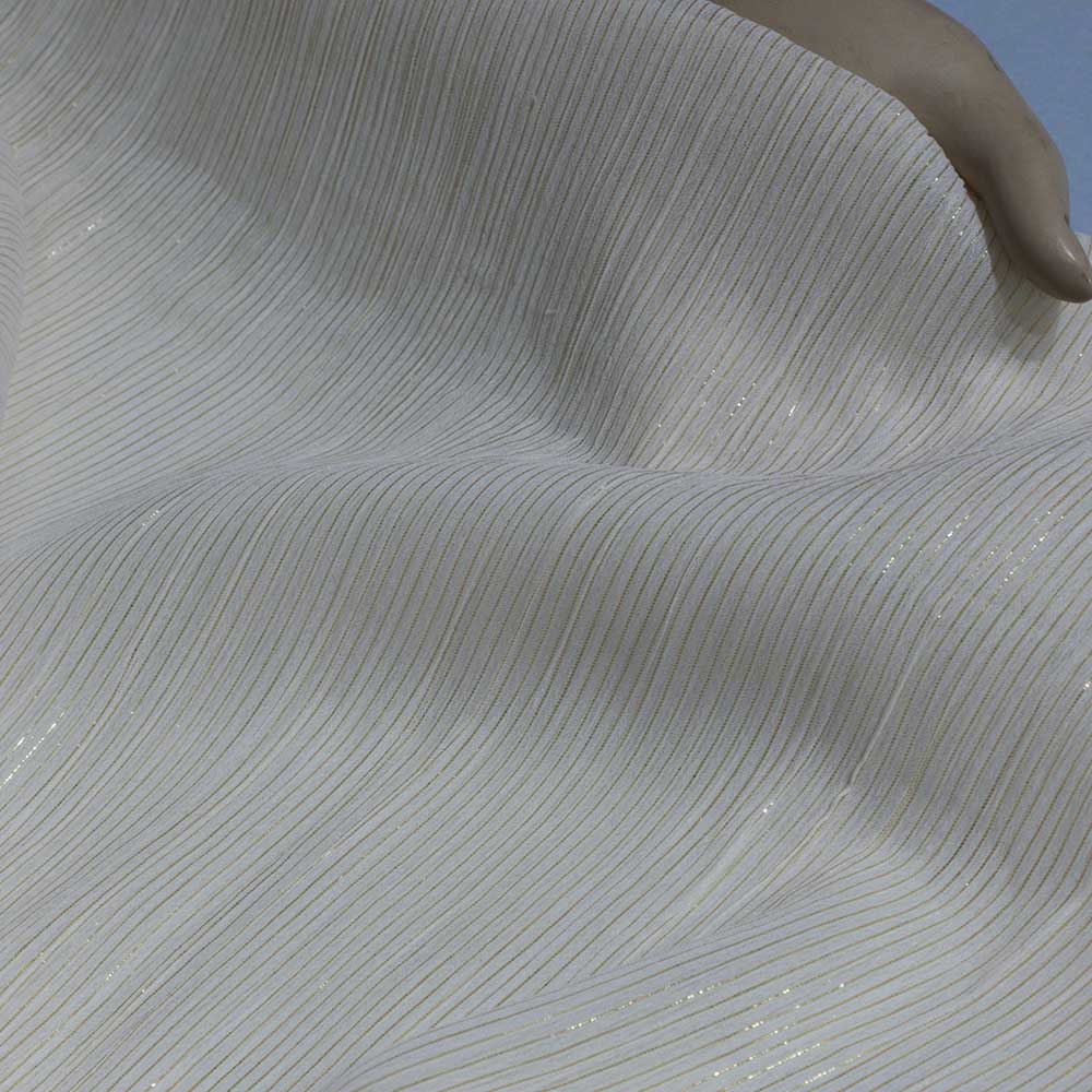 POLY CHIFFON LUREX STRIP OFF WHITE COLOR - Buy Chiffon Lurex Fabric Wholesale Online India | Clothwala