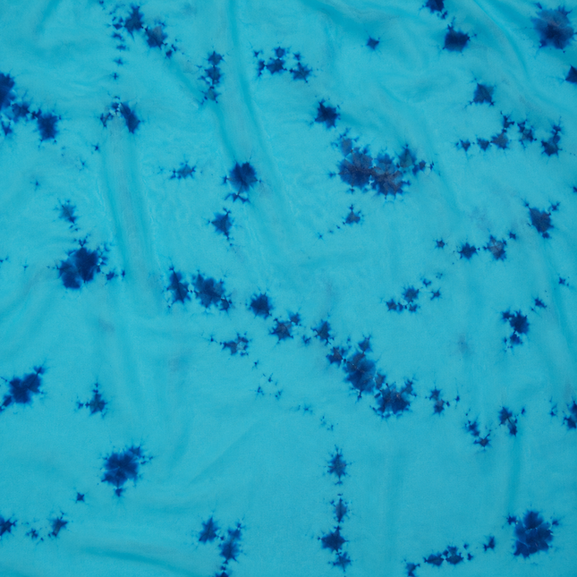 Aqua Blue & Navy Blue Tie-Dye Splatter Print Fabric — design DS-32, Clothwala