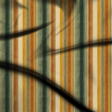 Beige & Dark Green Brushed Forest Rust Stripe Printed Spandex Fabric