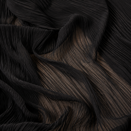 Black & Bronze Solid Poly Chiffon Fabric — design 1583ACA-DTNS/DS-348, Clothwala