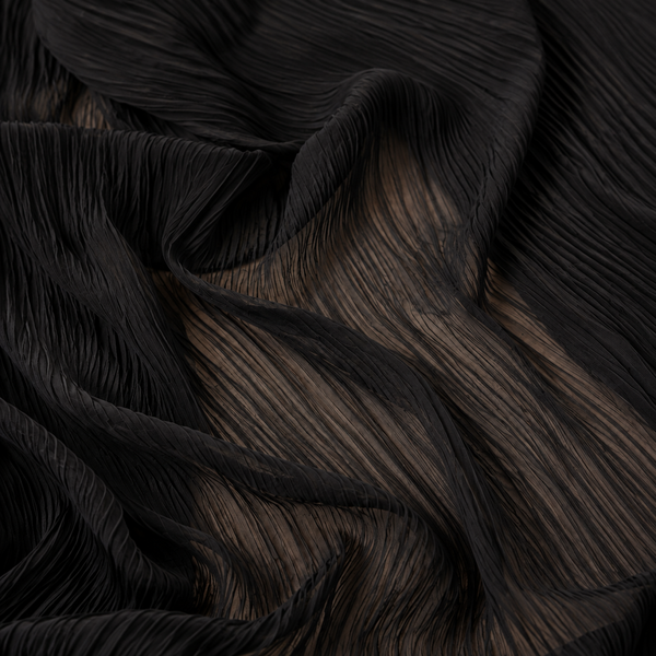 Black & Bronze Solid Poly Chiffon Fabric