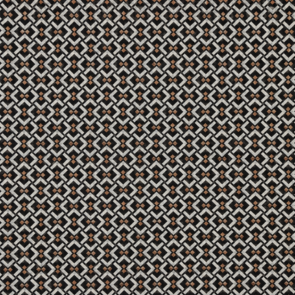 Black & Off-White & Copper Interlocking Geometric Pattern Print Fabric — design 1121A19G-SBGP/DS-591, Clothwala