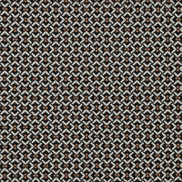 Black & Off-White & Copper Interlocking Geometric Pattern Print Fabric