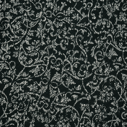 Black & Off-White Distressed Damask Floral Print Fabric — design 514SSC-ABJI/DS-590, Clothwala