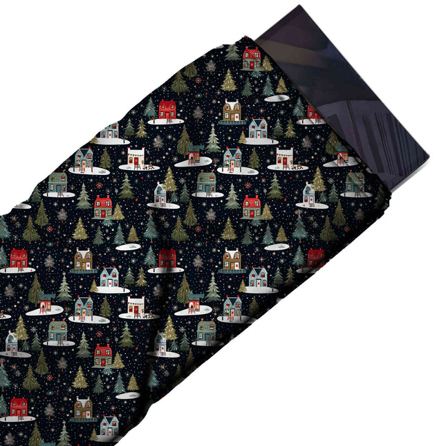 Flat fabric swatch: one-way all-over print of small red, teal green, design Design No_4666, Clothwala
