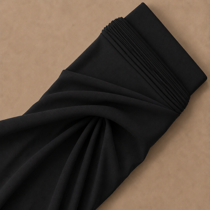 Black Solid Poly Georgette Fabric — design 137876G-ABJI/DS-192, Clothwala