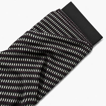 Black & White Diamond Dash Print Fabric — design 1466MS21-ABMP/ DS-223, Clothwala