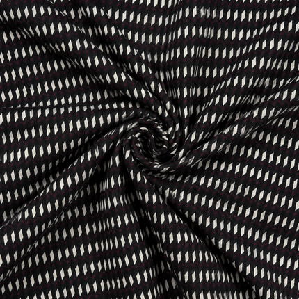 Black & White Diamond Dash Print Fabric — design 1466MS21-ABMP/ DS-223, Clothwala