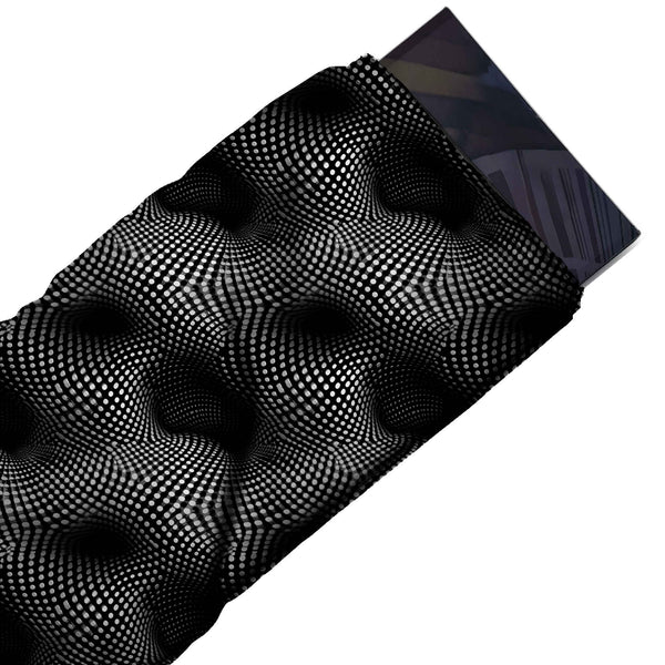 Black & White Dimpled Dot Mesh Printed French Crepe Fabric