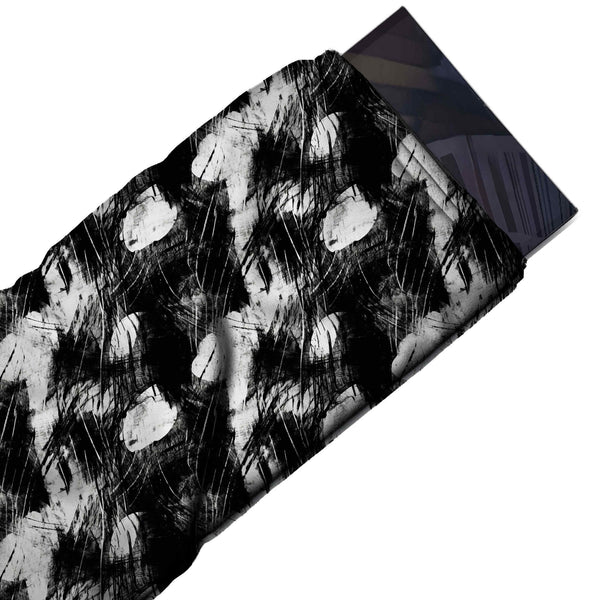 Black & White Oval Patches Printed Spandex Fabric