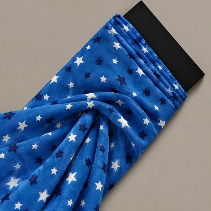 Blue & White Scattered Stars Print Fabric — design 152KC-PBSRSM/DS-84, Clothwala