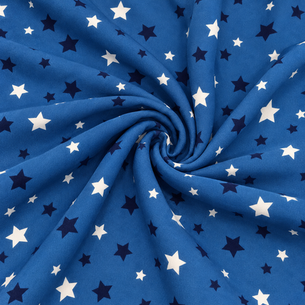 Blue & White Scattered Stars Print Fabric — design 152KC-PBSRSM/DS-84, Clothwala