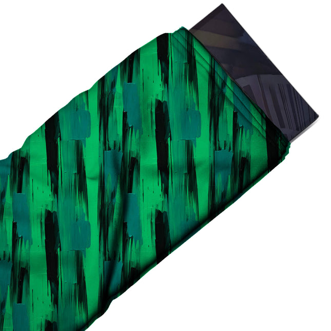Flat fabric swatch: all-over vertical layout of medium-scale thick brush daubs in teal and, design Design No_3960, Clothwala