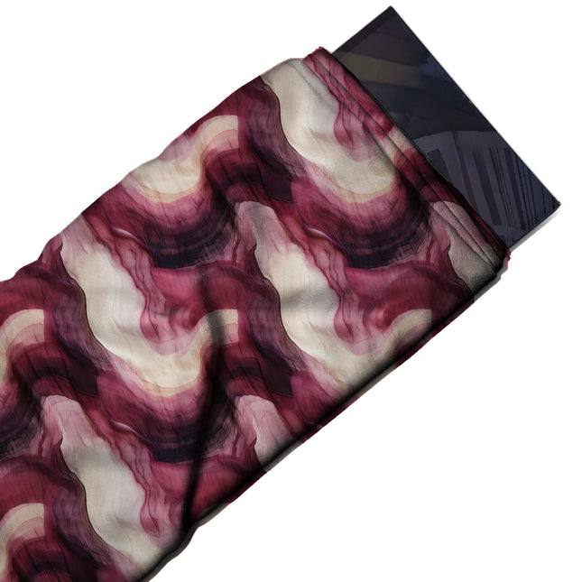 Flat fabric swatch: all-over large-scale marbled layout of soft-edged swirling bands, design Design No_3943, Clothwala