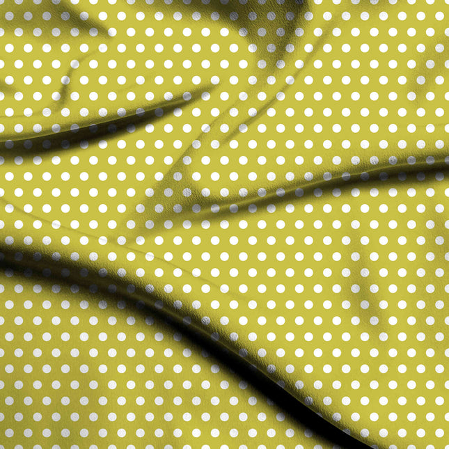 Acacia Yellow Polka Dot Print Fabric — flat fabric view, design 20439, Clothwala