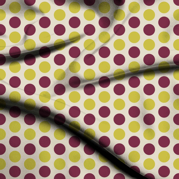 Amaranth Purple & Acacia Yellow Polka Dot Print Fabric