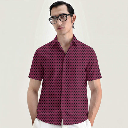 Amaranth Purple Black Polka Dot Print Fabric for men's shirting, design 20464, Clothwala