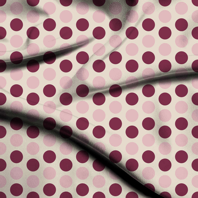 Amaranth Purple & Tickled Pink Polka Dot Print Fabric — flat fabric view, design 20478, Clothwala