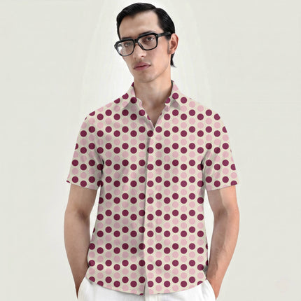 Amaranth Purple & Tickled Pink Polka Dot Print Fabric for men's shirting, design 20478, Clothwala