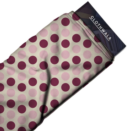 Amaranth Purple & Tickled Pink Polka Dot Print Fabric — 2026 polka dot trend fabric, design 20478, Clothwala