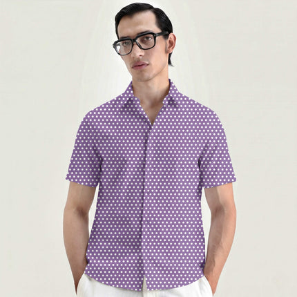 Amethyst Orchid Polka Dot Print Fabric for men's shirting, design 20431, Clothwala