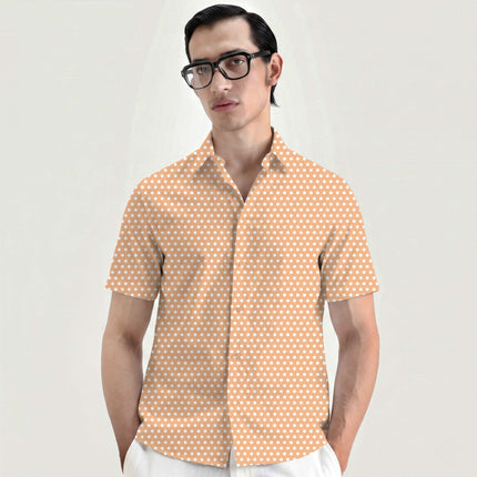 Apricot Light Polka Dot Print Fabric for men's shirting, design 20418, Clothwala